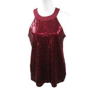 No Boundaries Deep Red Sequin Tank Top Size Large